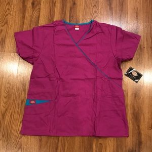 Large pink and blue Dickies scrub top